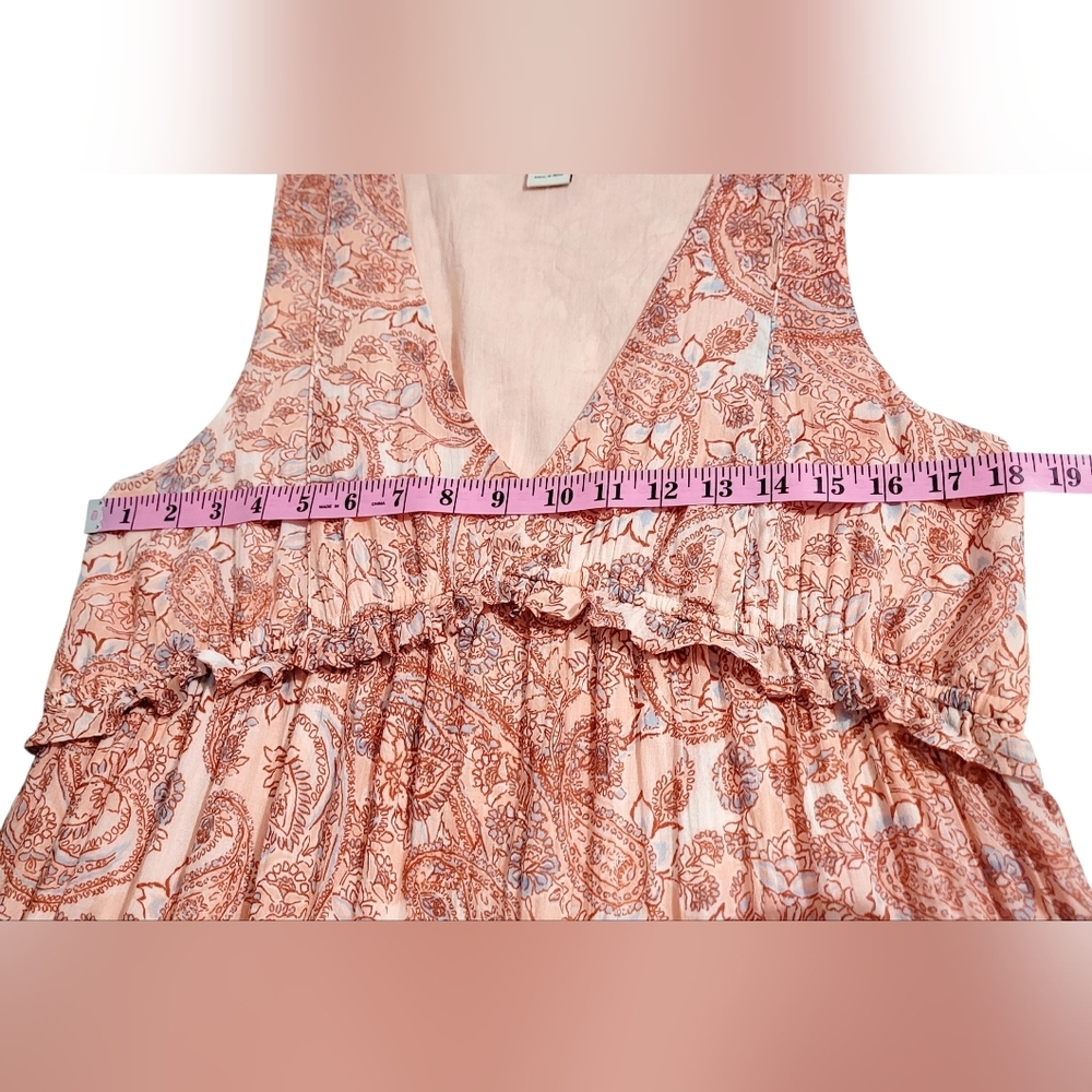 Rachel Zoe Pink Paisley Maxi Dress Women SZ Medium Sleeveless Boho Tiered Cotton - Picture 10 of 11